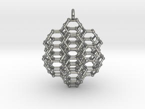Truncated Octahedral Honeycomb - 28mm in Natural Silver