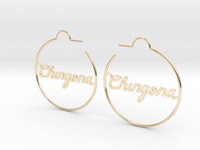 Chingona Hoop Earrings in 14K Yellow Gold