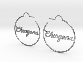 Chingona Hoop Earrings in Polished Silver