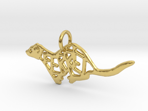 Small ferret pendant - precious in Polished Brass