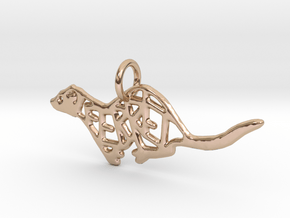Small ferret pendant - precious in 14k Rose Gold Plated Brass