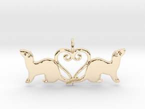 Double ferret pendant middle hanger 1 in 14k Gold Plated Brass