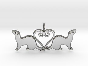 Double ferret pendant middle hanger 1 in Polished Silver