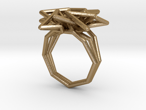 Spike Radial Ring in Polished Gold Steel