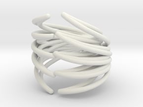 Rib Cage Ring in White Natural Versatile Plastic