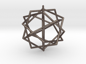 0453 Interwoven Set of Six Pentagons (d=10.0 cm) in Polished Bronzed Silver Steel