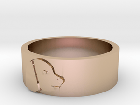 Dog's profile ring (small) in 14k Rose Gold Plated Brass