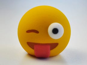 3D Emoji Winking with Tongue Out in Full Color Sandstone