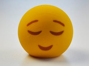3D Emoji Smiling with Eyes Closed in Full Color Sandstone