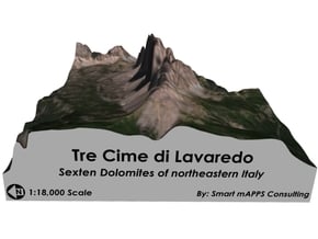 Tre Cime di Lavaredo Color Map (6"x6") in Natural Full Color Sandstone