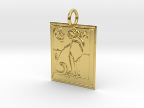 Cat View Pendant in Polished Brass