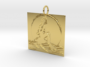 Mermaid's Moon Pendant in Polished Brass: Medium