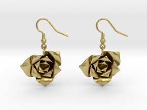 Rose Earrings in Natural Brass (Interlocking Parts)