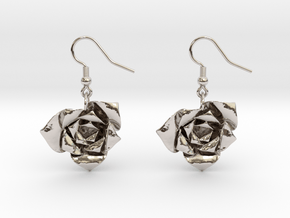 Rose Earrings in Platinum