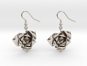 Rose Earrings in Rhodium Plated Brass
