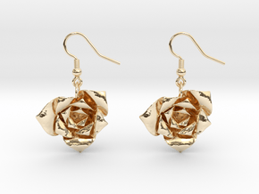 Rose Earrings in 14k Gold Plated Brass