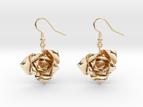 Rose Earrings in 14K Yellow Gold