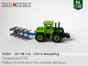 SET MB Trac 1300 & Vierscharige Wendepflug (N) in Tan Fine Detail Plastic