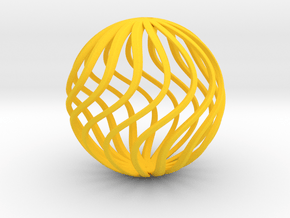 Spherical Wave Ornament in Yellow Processed Versatile Plastic