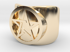Pentacle Ring - thick in 14k Gold Plated Brass: 10 / 61.5