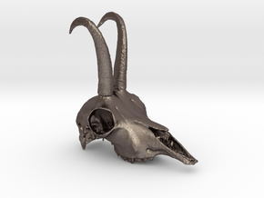Fallow deer head in Polished Bronzed-Silver Steel