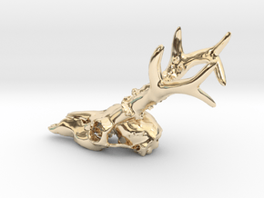 Deer head skull in 14k Gold Plated Brass