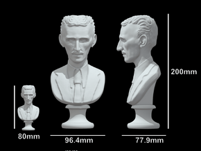 Nikola Tesla Bust XL Museum-Grade in White Natural Versatile Plastic: Extra Large