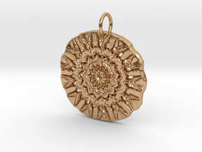 Native Flower Arrow Shield Pendant in Polished Bronze: Medium