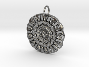 Native Flower Arrow Shield Pendant in Fine Detail Polished Silver: Medium