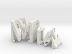 3dWordFlip: Mia/Shah in White Natural Versatile Plastic