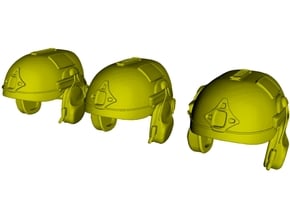 1/18 scale AirFrame ballistic helmets x 3 in Tan Fine Detail Plastic