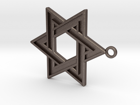 Star of David Pendant in Polished Bronzed-Silver Steel
