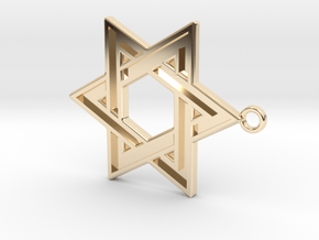 Star of David Pendant in 14k Gold Plated Brass