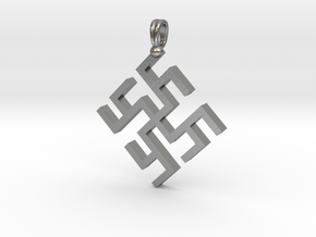 Cvetok paporotnika Slavic Symbol Jewelry Pendant in Natural Silver (Interlocking Parts)