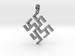 Cvetok paporotnika Slavic Symbol Jewelry Pendant in Polished Silver (Interlocking Parts)