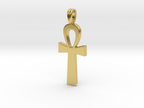 Ankh Symbol Jewelry Pendant Small 2 Cm in Polished Brass (Interlocking Parts)