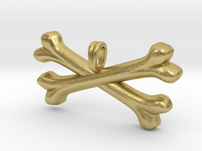 Pirate Bones Symbol Necklace in Natural Brass