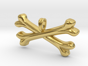 Pirate Bones Symbol Necklace in Polished Brass (Interlocking Parts)