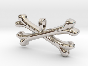 Pirate Bones Symbol Necklace in Rhodium Plated Brass