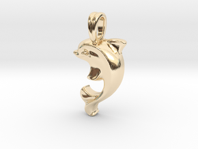 14k Gold Dolphin Necklace in 14k Gold Plated Brass