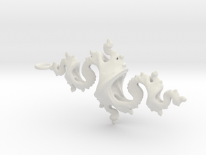 Dragon Pendant 6cm in White Premium Versatile Plastic