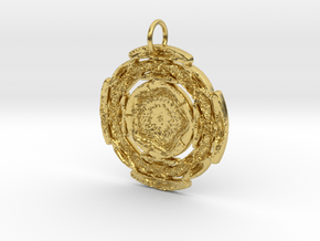 Runic Filigree Star Pendant in Polished Brass: Medium
