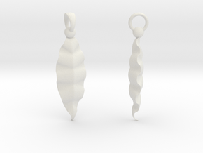 Fractal Leaves Earrings in White Natural Versatile Plastic