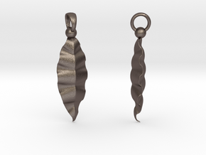 Fractal Leaves Earrings in Polished Bronzed-Silver Steel