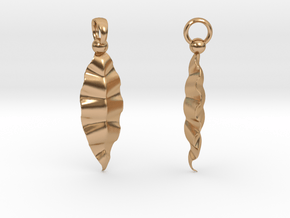 Fractal Leaves Earrings in Polished Bronze (Interlocking Parts)