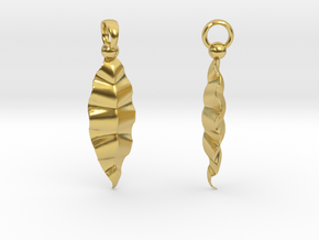 Fractal Leaves Earrings in Polished Brass (Interlocking Parts)