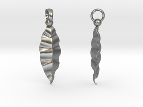 Fractal Leaves Earrings in Natural Silver (Interlocking Parts)