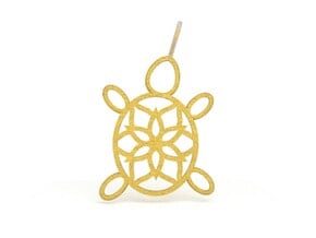 Turtle Mandala Pendant in Polished Gold Steel