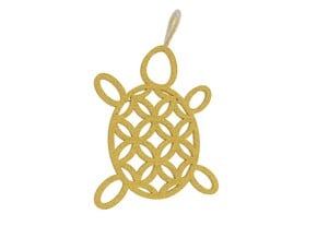 Turtle Flower Pendant in Polished Gold Steel