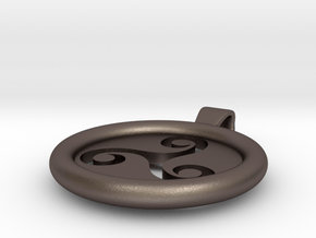 Triskell Hole Round Pendant in Polished Bronzed Silver Steel